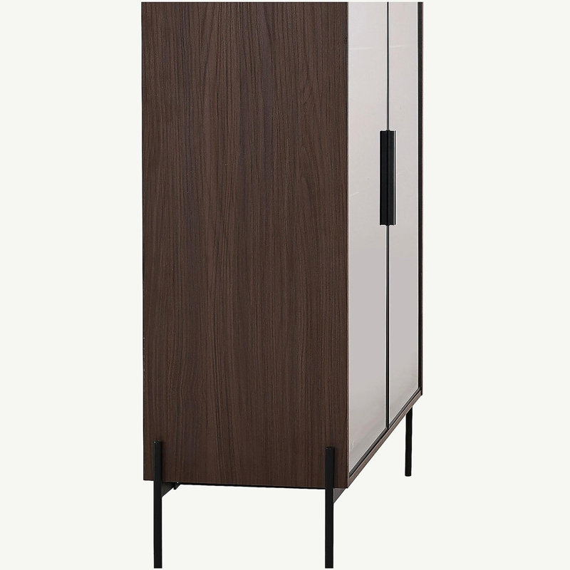 Vitrine de 51,2 po avec 2 tiroirs de rangement, garde-manger autoportant avec portes en verre et éclairage DEL, vitrine avec porte vitrée et tablettes réglables à 4 niveaux