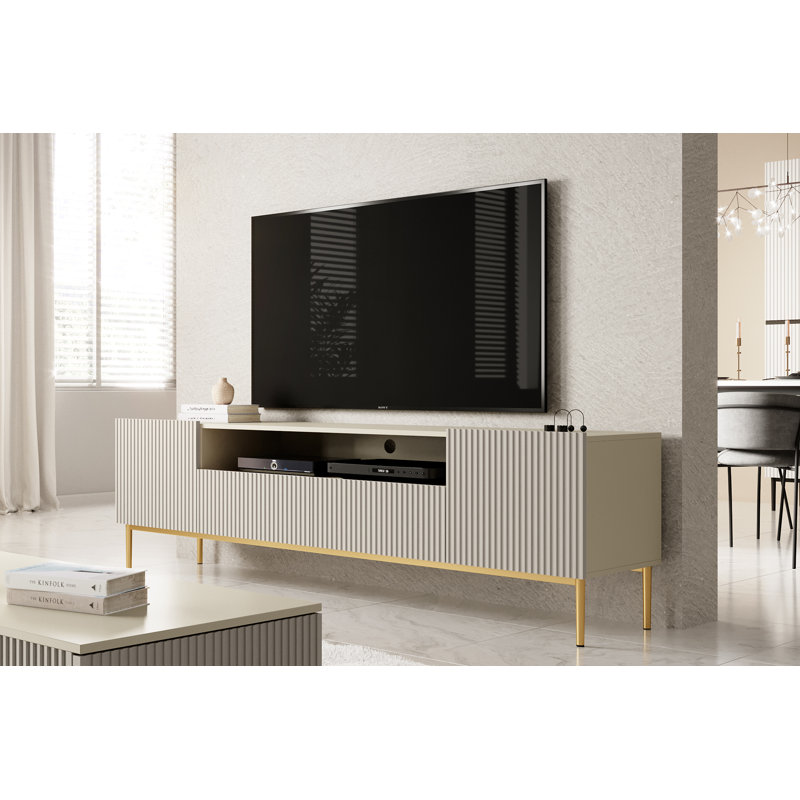 Alissone Unfinished TV Stand for TVs up to 55", Cream/Gold