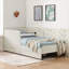 Lit plateforme simple convertible simple en velours beige rembourré réglable avec deux tiroirs de rangement