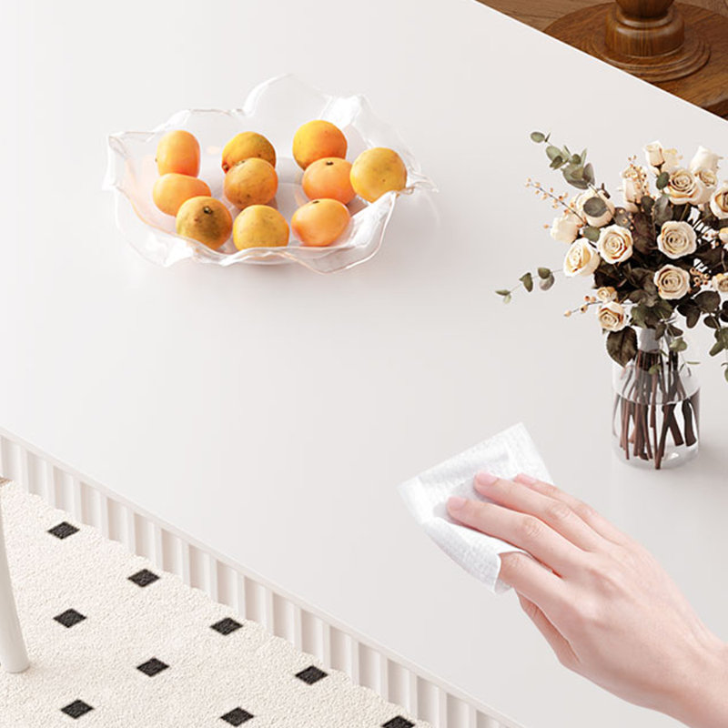 Classic Retro Simple Rectangular Dining Table, White, White