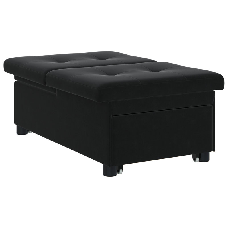 vidaXL Sofa Bed Black 76.38 x 26.38 x 32.28 in Velvet, Black