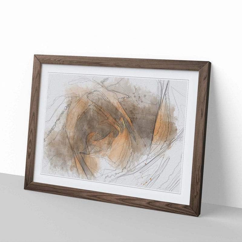 Orange Rose Flower in Abstract - Picture Frame Graphic Art Print, Walnut Framed, 36cm H x 48cm W x 2cm D