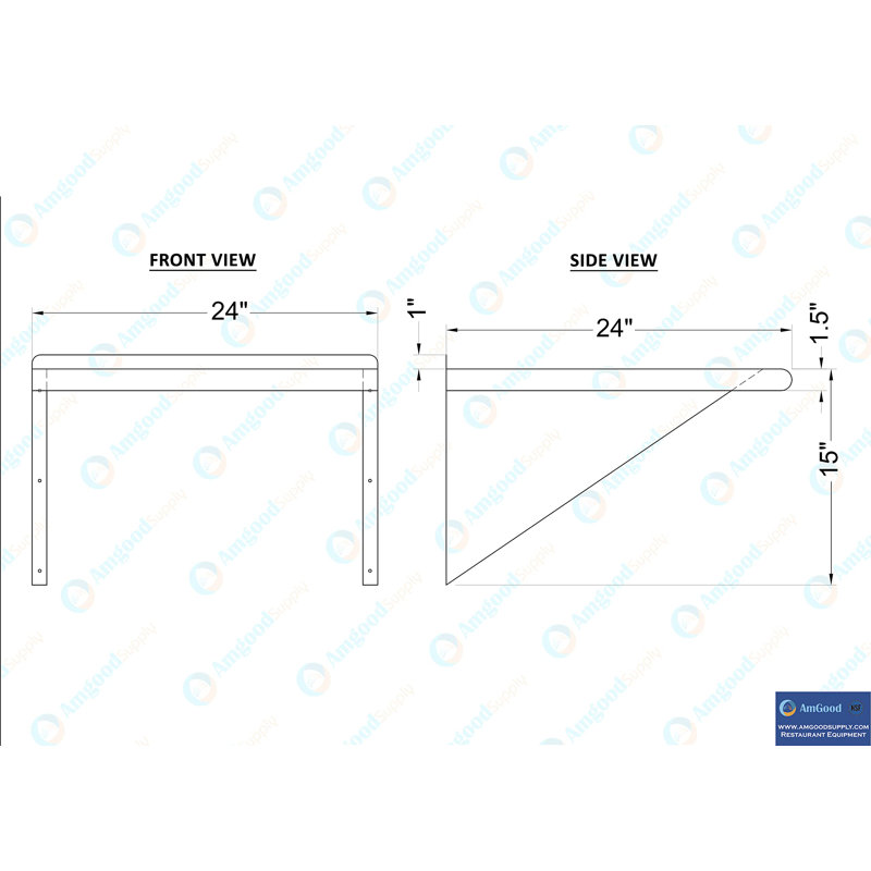 24" Silver Stainless Steel Wall Shelf with Brackets