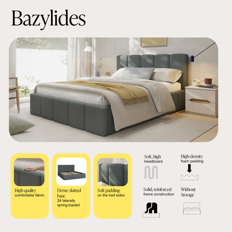 Taniaya Upholstered Bed, Kingsize (5'), Grey