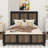 Contemporary Farmhouse-Style Wood Platform Bed Featuring Wooden Strip Accents-425894061-425894056