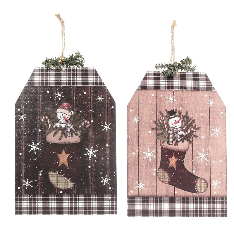 Ensemble de 2 décorations murales gant et bas de Noël
