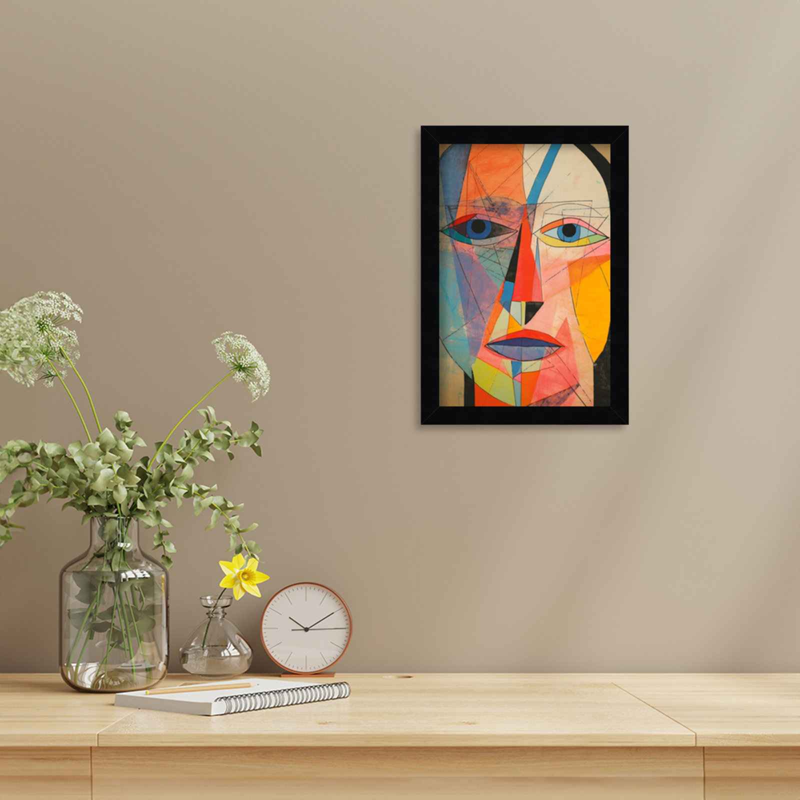The Face Print by Treechild, 13" H x 9" W, Black
