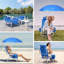 Chaise de plage pliante avec glacière intégrée, parasol et porte-gobelet, pour l'extérieur (bleu)