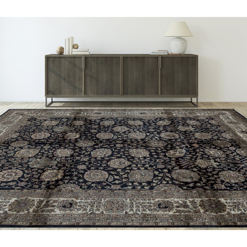 Marquis Oriental Area Rug in Black/Beige