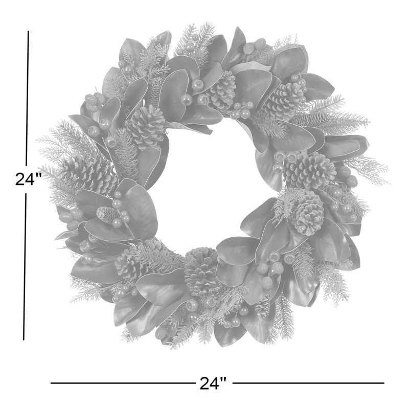 CHRISTMAS MAGNOLIA W BERRY CONE WREATH