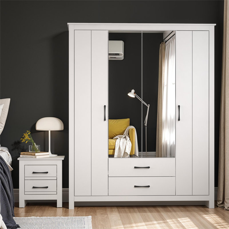 Limestone Mirage Bedroom Set, White/White