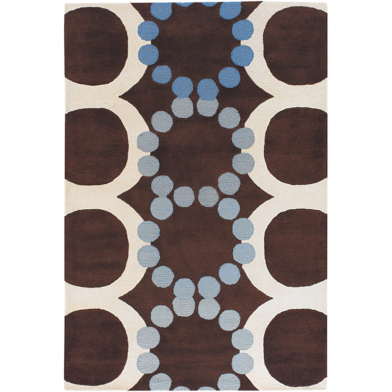 Avalisa Brown/White Area Rug, Rectangle 3'6" x 5'6", Blue/Brown/Cream