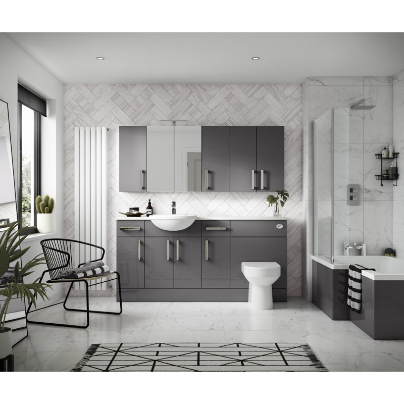 Fusion 40cm Single Bathroom Vanity Base Only, Gloss Grey