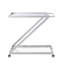 Chariot-bar moderne argent avec verre trempé sécuritaire et fabrication en fer robuste, base robuste et élégante de 18,83 po