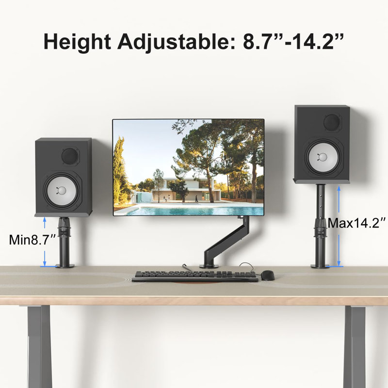 Clamp-On Speaker Stand Desk Mount Set, Black