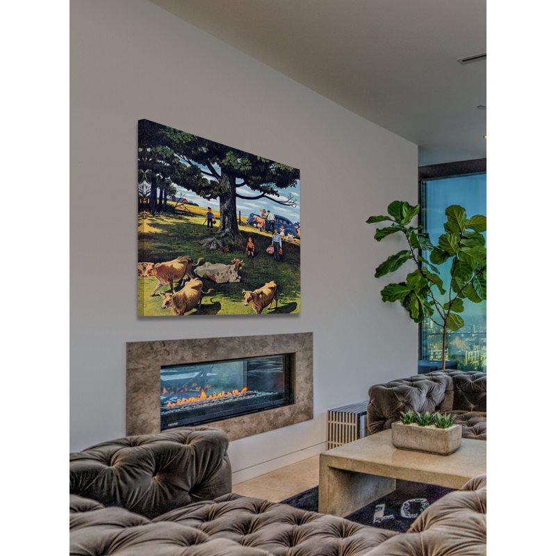 Shoo The Moos by Stevan Dohanos - Wrapped Canvas Print, 46cm H x 46cm W