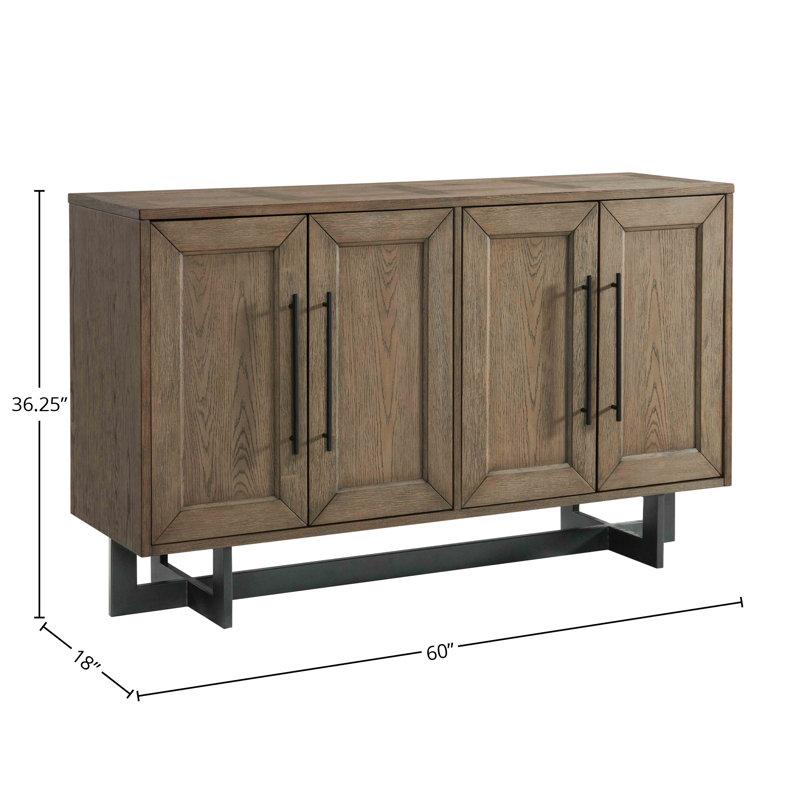 Marilou 60" Server with 2 Cabinets, Wine Bottle Storage, and Adjustable Shelves, Rustic Dune