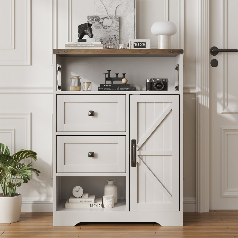 Armoire de rangement au sol pour salon, salle de bain, Blanc / gris