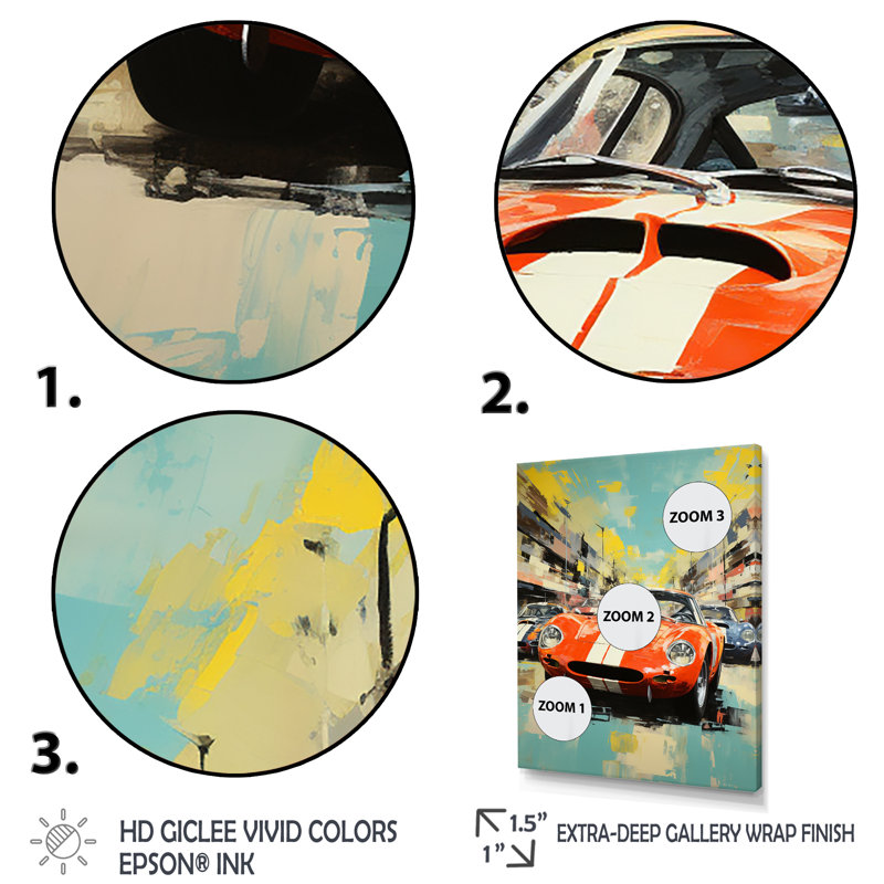«Vintage Race Car Rally 4», Cadre doré simple, H 32 po x l 24 po x P 1 po