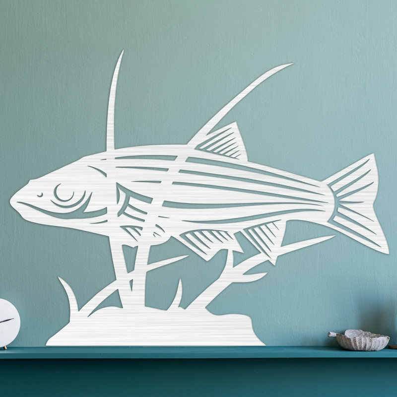 Décoration murale abstraite avec vie marine et ruppie maritime - ACM, Noir, H 25 po x l 32 po x P 0,25 po