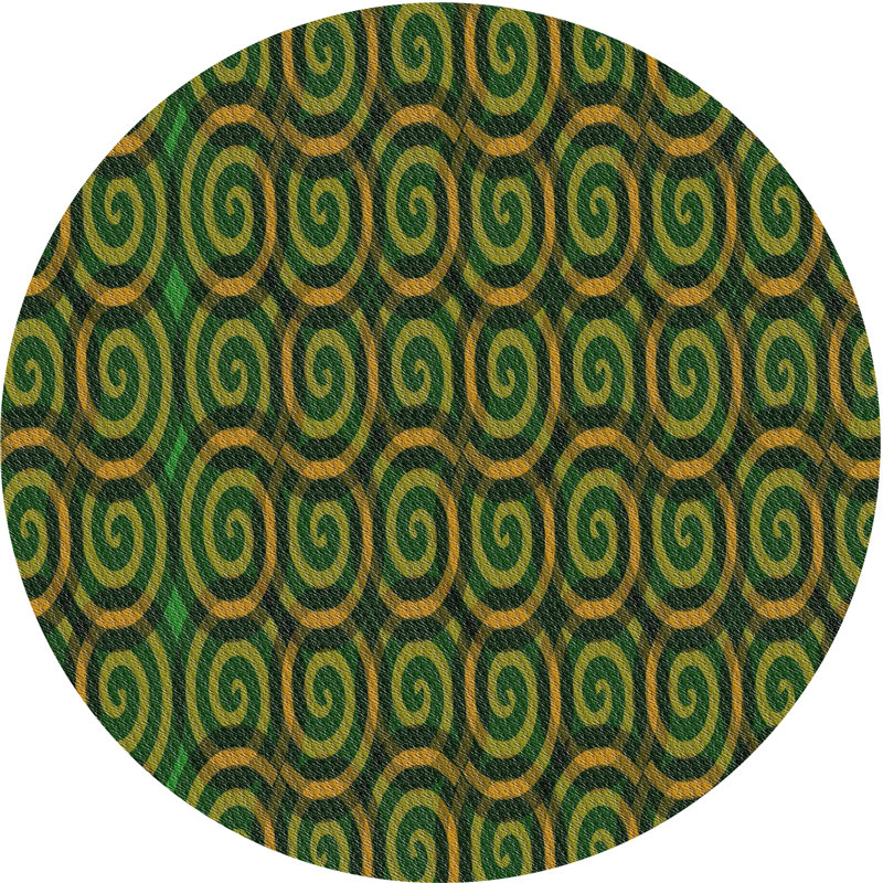 Tapis décoratif vert géométrique, Rond 4 pi