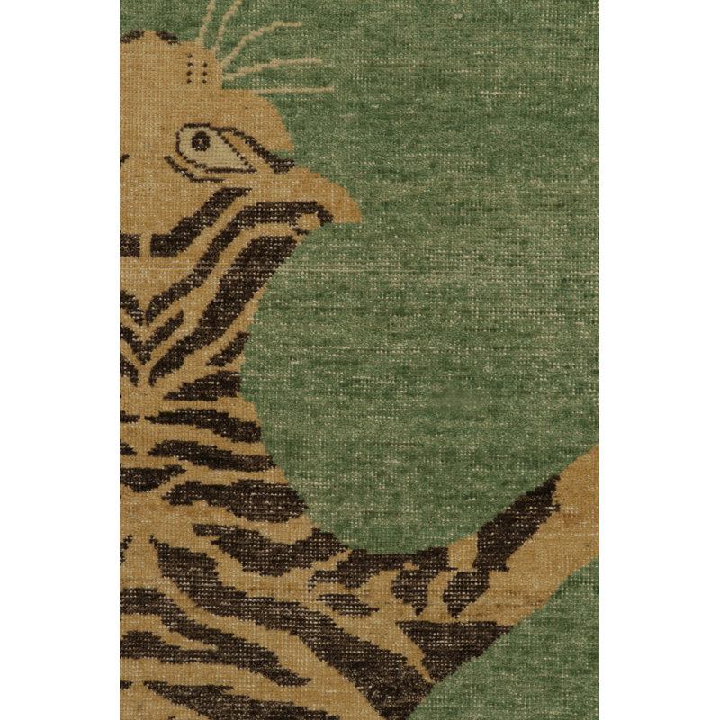 Distressed Homage Hand Knotted Wool Animal Print Area Rug, Runner 3' x 12'