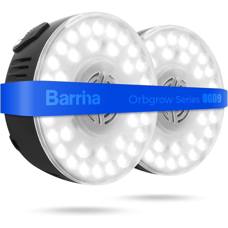 Barrina Orbgrow Og09 Puck Led Grow Light, 5000k 18w, plantes pour plantes d'intérieur à spectre complet, 2 paquets, noir