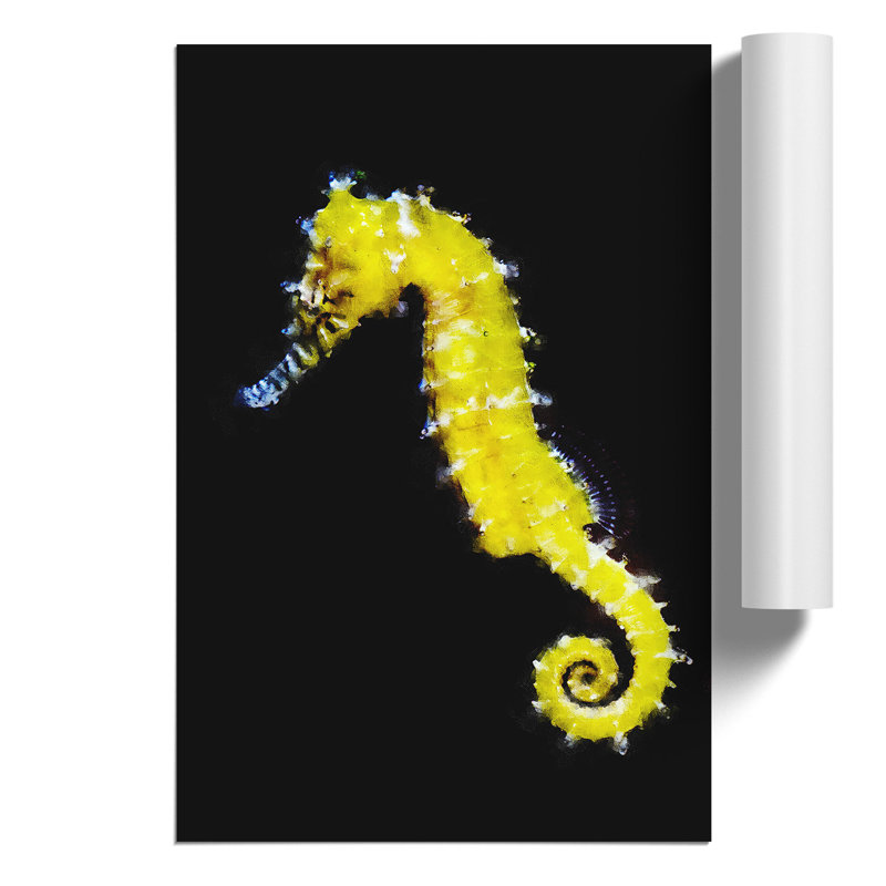 Yellow Seahorse - No Frame Print, 59cm H x 42cm W x 0.1cm D