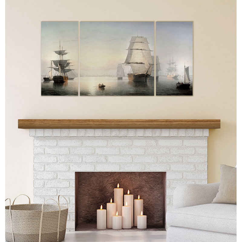 « a premium », impression sur toile tendue, impression sur toile tendue, "boston harbor", H 32 po x l 64 po x P 1,5 po