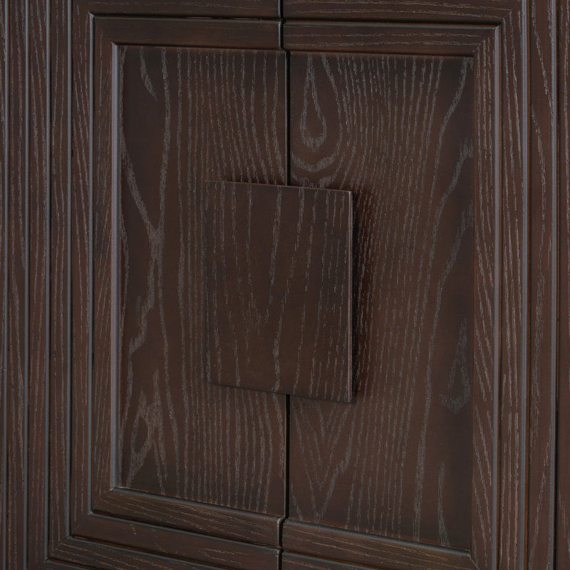 Espresso 60" Distressed Pine Wood Sideboard with Geometric Pattern