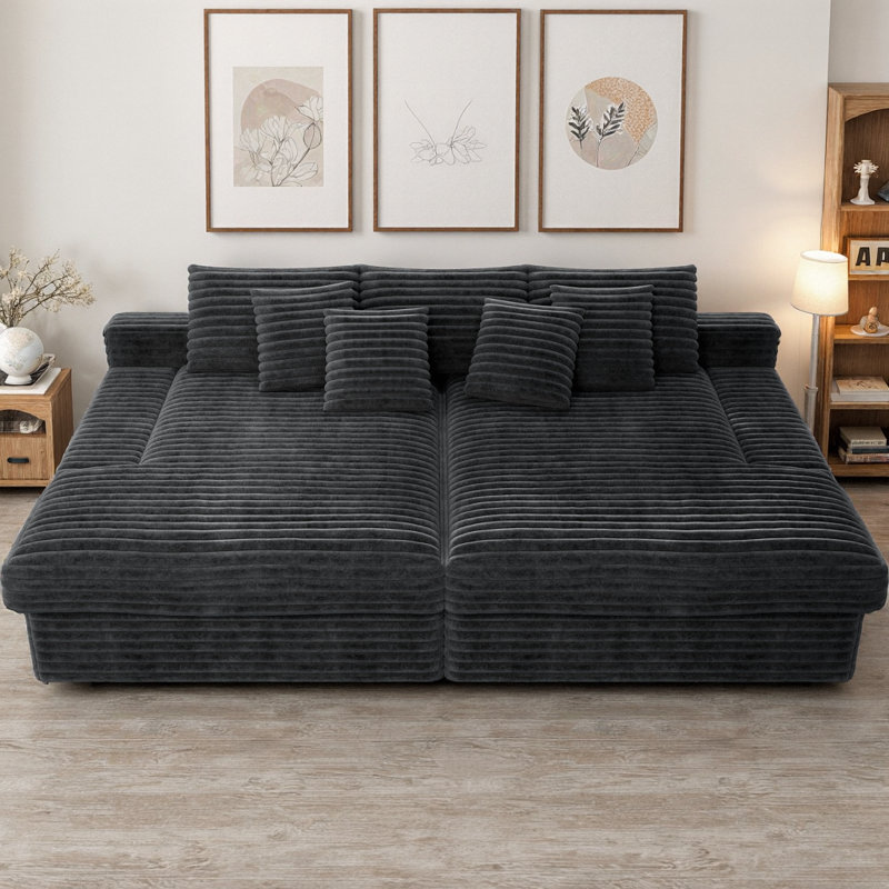 Canapé modulaire 2 pièces en velours côtelé moelleux, canapé rembourré compressé pour salon et appartement, aucune méridienne combinée gratuite