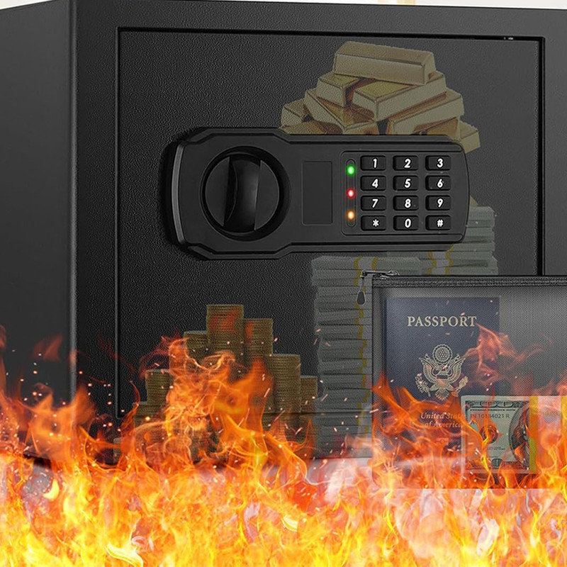 Fire Safe with Fireproof Document Bag, Digital Security Safe with Combination Lock, Home Safes Waterproof for Documents, Sensor Light, Combination Lock