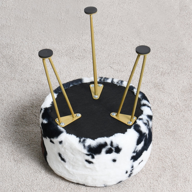 33cm Wide Round Animal Print Footstool Ottoman