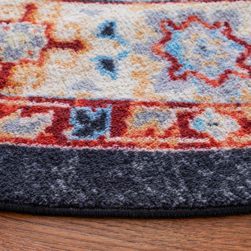 Manado Oriental Charcoal/Gold Area Rug, Rectangle 4'5" x 6'