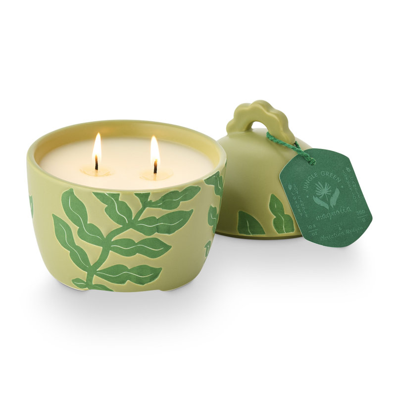 Bougie en céramique avec couvercle Sun Terrace Jungle Magnolia 300g, Green Citrus