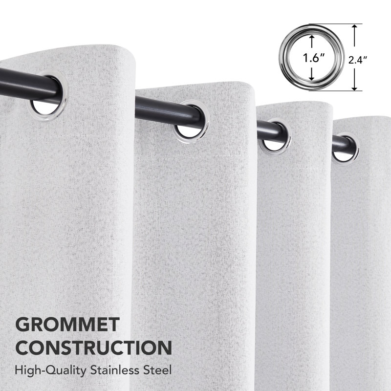 Assafa Polyester Blackout Curtain Pair, 52" W x 84" L, Grayish White