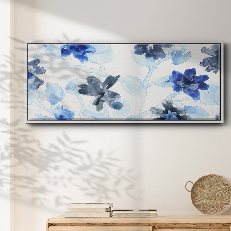 Blue Gossamer Garden - Toile avec cadre en V, H 20 po x l 50 po