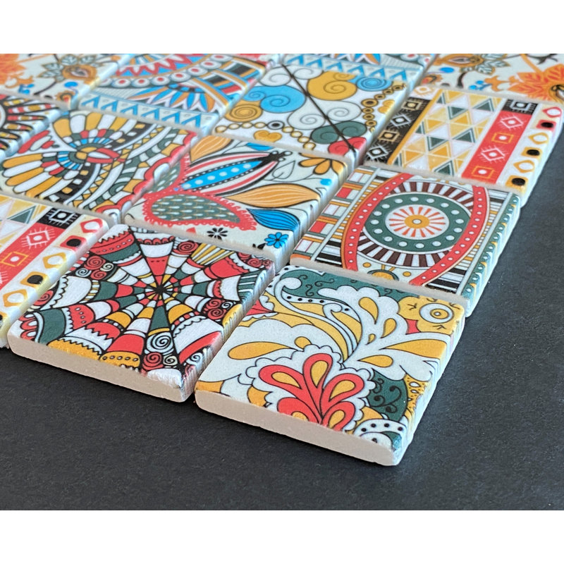 Inkjet 2" x 2" Marble Grid Wall Mosaic Tile