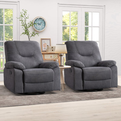 Fauteuil inclinable manuel pivotant et berçant de 38,2 po de largeur avec accoudoirs amovibles (ensemble de 2)