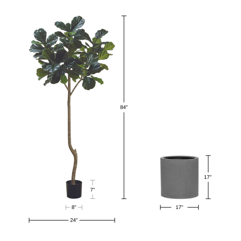 Daytona Faux Fiddle Leaf Fig Tree in Fiberstone Planter
