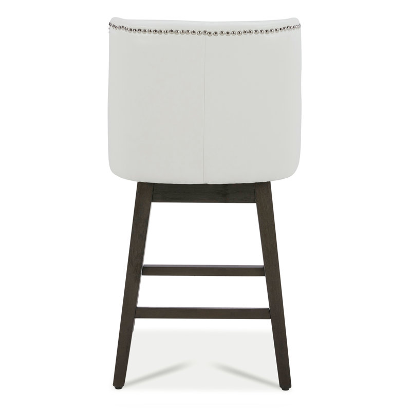 Tabouret de bar et de comptoir Arvelle, Similicuir blanc grainé, Tabouret de comptoir (siège d'une hauteur de 26 p
