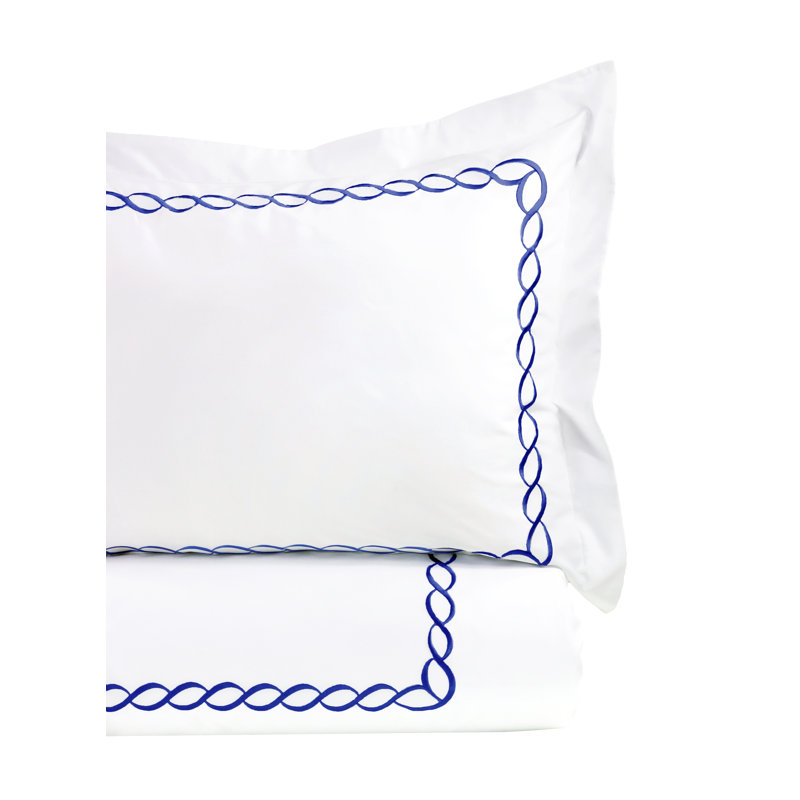 Avellana 100% Cotton Duvet Cover Set, Navy/White, Queen Duvet Cover + 2 Standard Shams