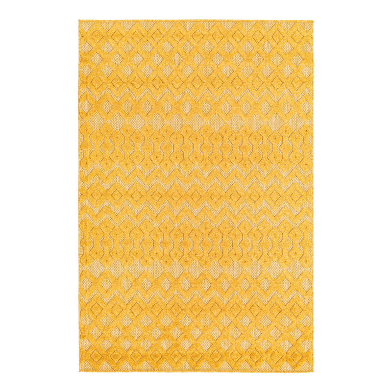 Tapis intérieur / extérieur jaune Gritton, Rectangle 4 pi x 6 pi