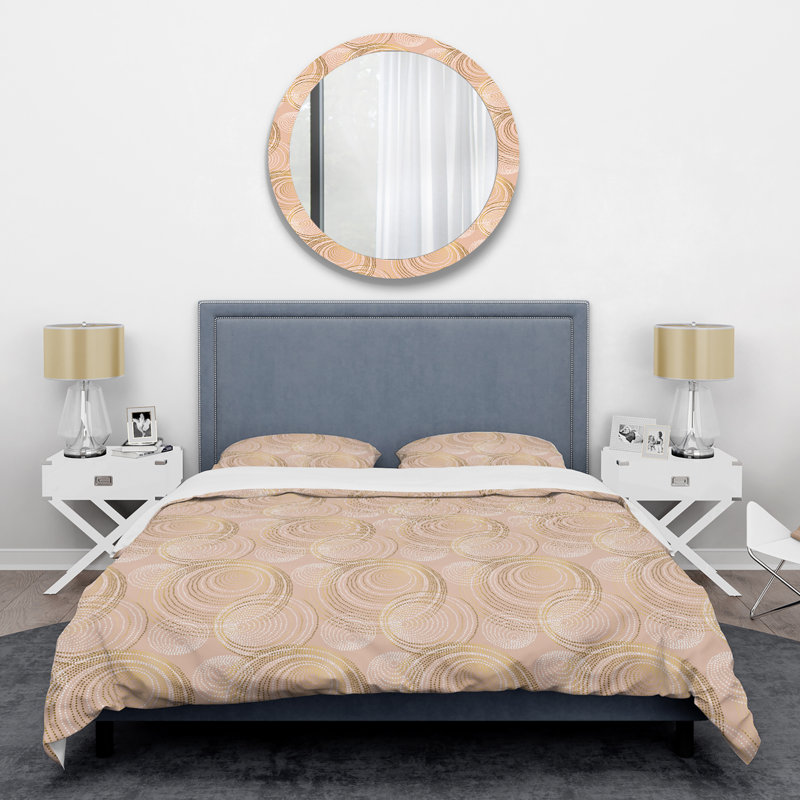 Ensemble de housse de couette abstrait géométrie de luxe mid-century, Housse de couette très grand + 2 taies décoratives