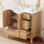 Armoire de meuble-lavabo 36 po avec assemblage facile, portes à fermeture douce et poignées dorées pour une installation rapide Cadre en bois massif de 36 po, lavabo en céramique, trou de trop-plein, tiroirs silencieux
