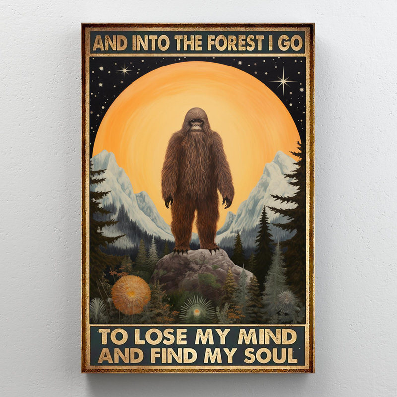 «Bigfoot And Into The Forest I Go», reproduction d'art graphique sur toile tendue 1 pièce, H 20 po x l 16 po x P 1,25 po