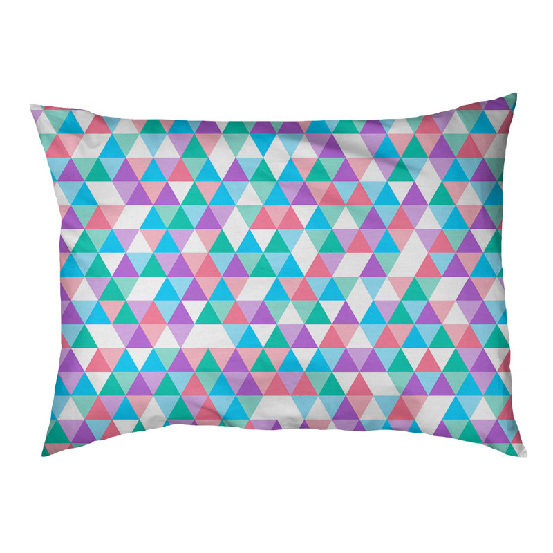 Coussin d’extérieur triangle Campion, Grand (l 42,5 po x P 32,5 po x H 14 po), Bleu / Rose