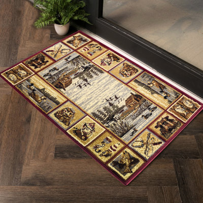 Tapis de 2,39 m x 0,91 m (7 pi 10 po x 3 po) Gccbl3003, rouge, polypropylène, antitache, pour garde-manger Nature's Nest Gccbl3003 Red Lodge Home Decor, 100 % polypropylène avec envers en jute