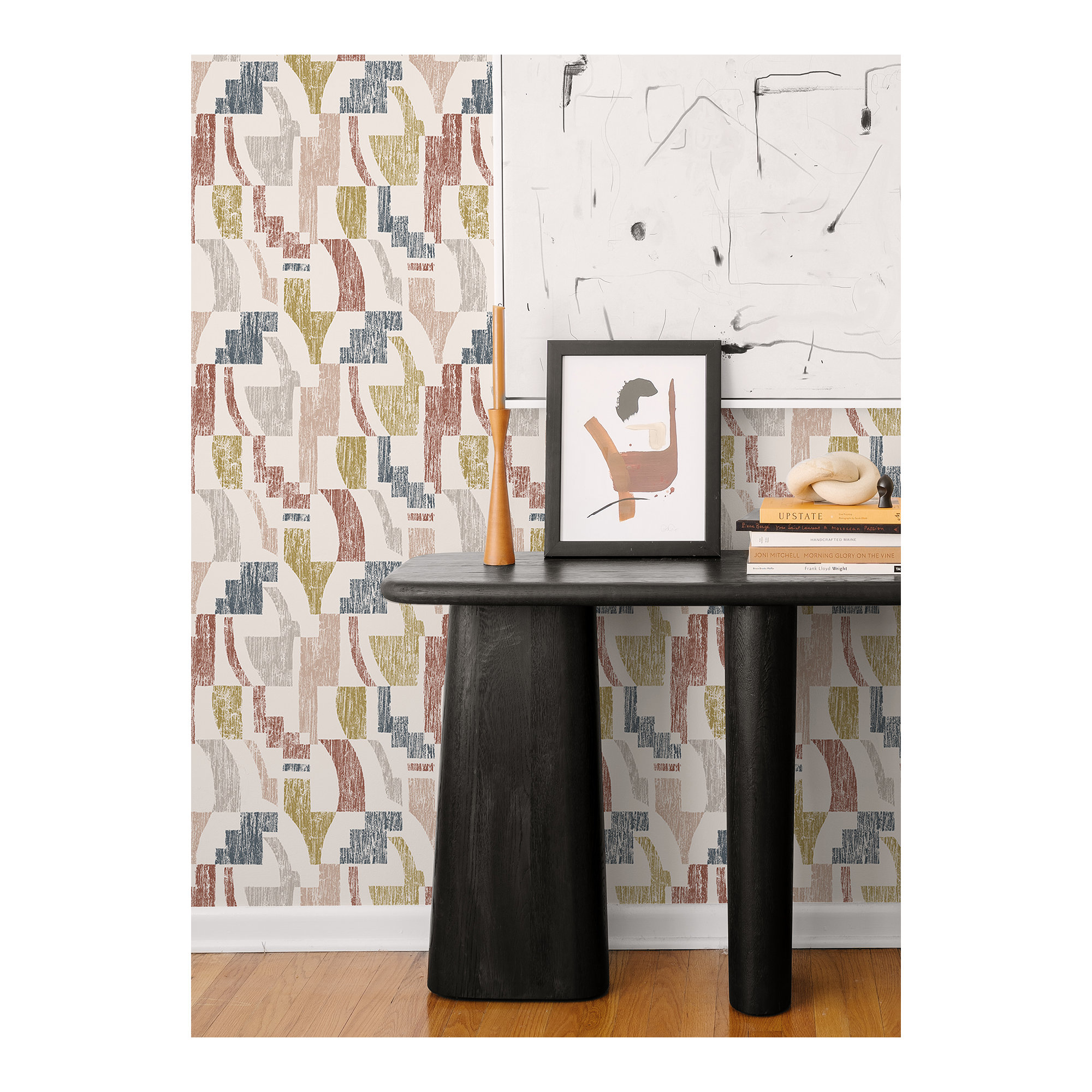Sarda Modern Peel & Stick Geometric Wallpaper, Gray