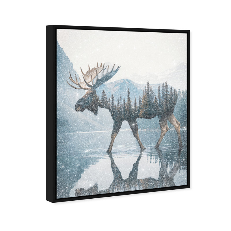 Forest Moose I Print by Oliver Gal, 46" H x 37" W, Black Floater Frame